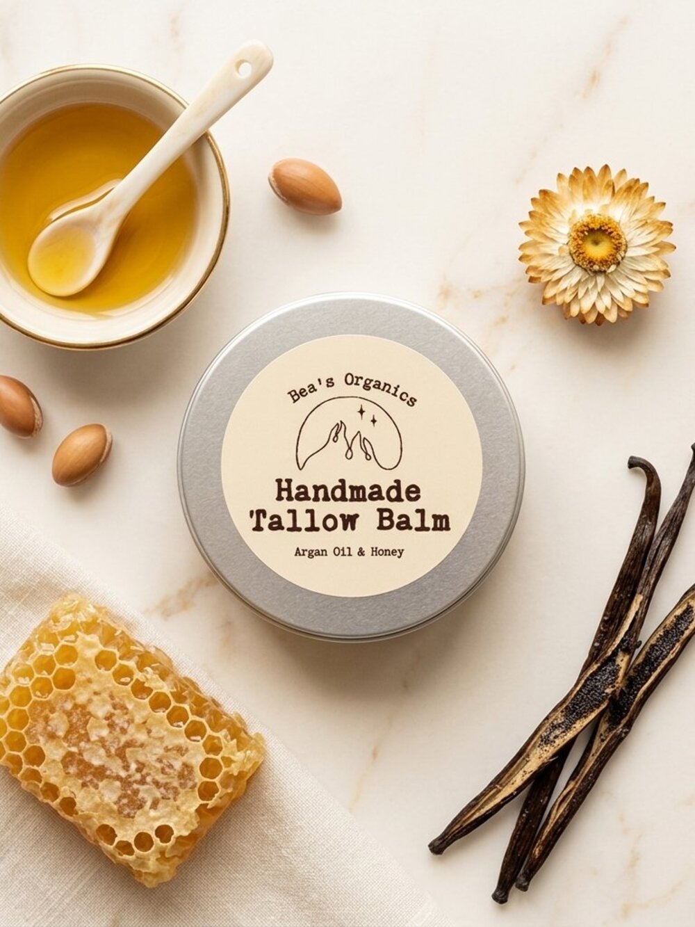 Organic Tallow Balm with Argan Oil, Van, Raw Honey. Rich in Electrol…